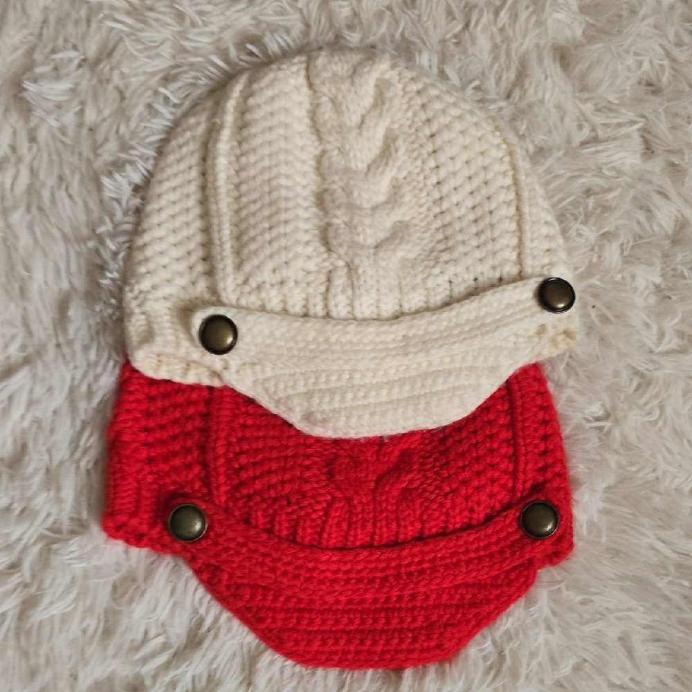 Merona Kids Knit Hat Set - Cream and Red
